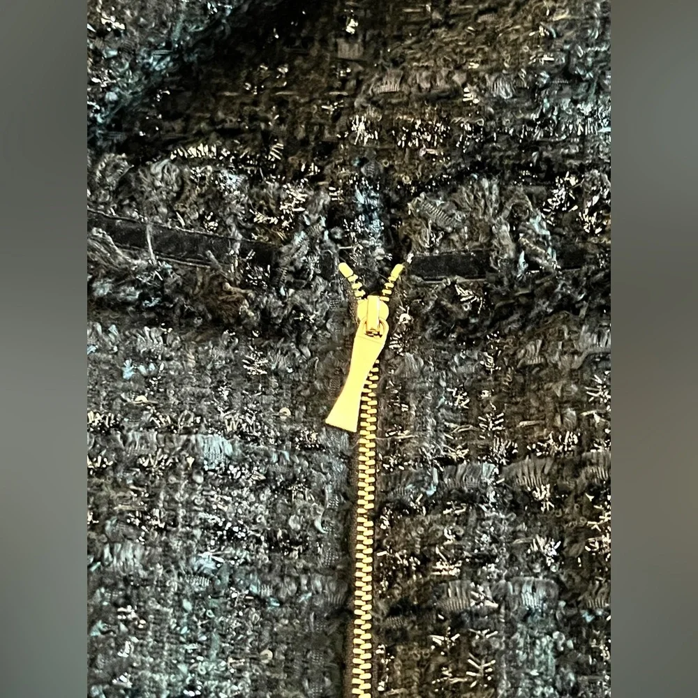 NWT Kate Spade Sparkle Tweed Dress “Dashing Beauty” Black Sleeveless Sz 14